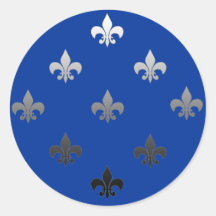 Argent de Round Fleur de Lis Stickers Autocollant Rond