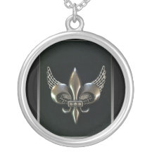 ARGENT ET FLEUR-DE-LIS À AILES PAR NOIR PENDENTIFS