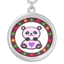 " argent rose Necklace1¦ d'ours panda de ¦1Adorabl Collier