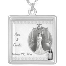 Argentez le 25ème pendentif de photo d'anniversair