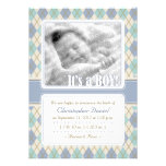 Argyle Birth Announcement (Blue & Aqua)