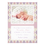 Argyle Birth Announcement (Pink & Lavender)