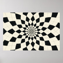 Argyle Burst/Flower - Black & White Poster