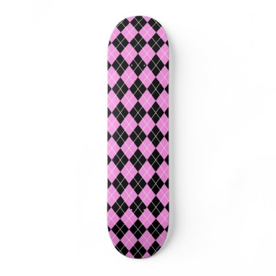 Argyle (pink and black01) skateboards by MeyeART_boards