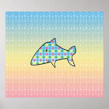 Argyle shark on rainbow bubbles poster
