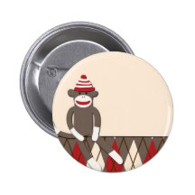 Argyle Sock Monkey Pins