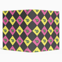 Argyle turtle pattern on black binder