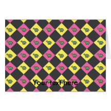 Argyle turtle pattern on black card