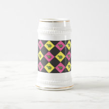 Argyle turtle pattern on black coffee mug