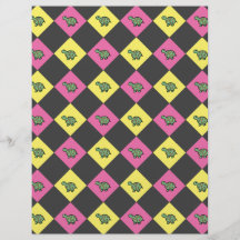 Argyle turtle pattern on black flyer