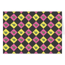 Argyle turtle pattern on black greeting card
