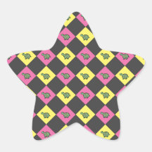 Argyle turtle pattern on black star stickers