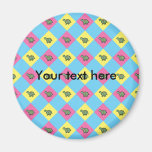 Argyle turtle pattern on blue refrigerator magnets