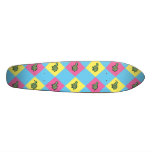 Argyle turtle pattern on blue skate deck