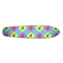 Argyle turtle pattern on blue skate deck