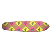 Argyle turtle pattern on brown skate deck