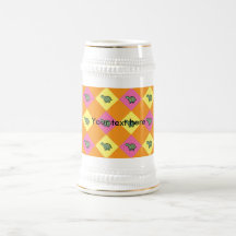 Argyle turtle pattern on orange mugs
