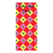 Argyle turtle pattern on red rack card design
