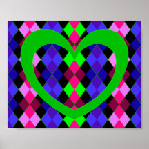Argyle with green heart posters