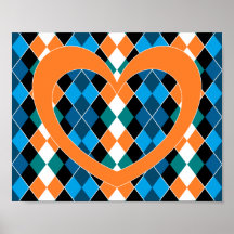 Argyle with orange heart poster