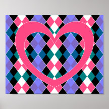 Argyle with pink heart print