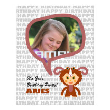 Aries Kids Party Invitation with photo