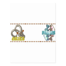 Aries Pisces zodiac friendship Postcard