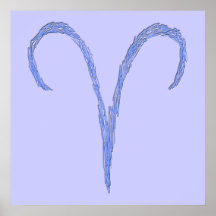 Aries. Zodiac Astrological Sign. Blue. Poster