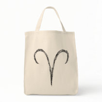 Aries. Zodiac Astrology Sign. Black. Bag