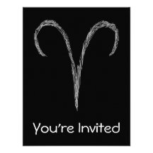 Aries. Zodiac Astrology Sign. Black. Custom Announcements