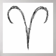 Aries. Zodiac Astrology Sign. Black. Print