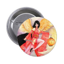 Aries Zodiac Geisha button badge - Personalize It!