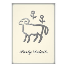 Aries Zodiac Star Sign In Light Silver Custom Invitations