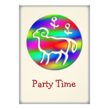 Aries Zodiac Star Sign Rainbow Party Personalized Invitation