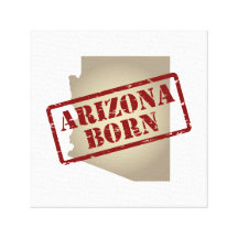 Arizona Born - Stamp on Map Gallery Wrap Canvas