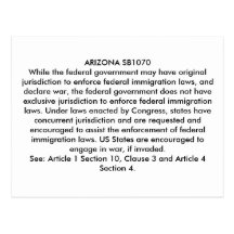 ARIZONA SB1070 POST CARD