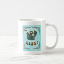 Arkansas Map With Lovely Birds Coffee Mugs