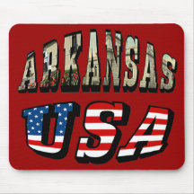 Arkansas Picture and USA Flag Text Mouse Pads