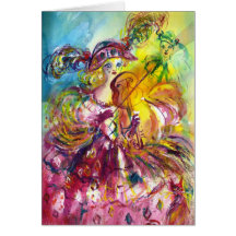 ARLECCHINA  VIOLINIST / Venetian Carnival Night Greeting Card