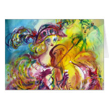 ARLECCHINA  VIOLINIST / Venetian Carnival Night Cards