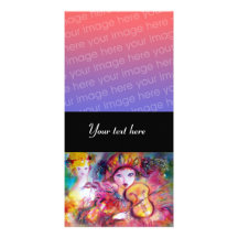 ARLECCHINO AND COLOMBINA pink red Custom Photo Card