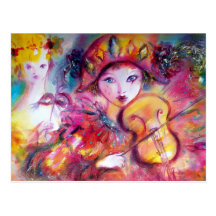 Arlecchino and Colombina Postcard