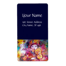 ARLECCHINO AND COLOMBINA red pink purple yellow Personalized Shipping Label