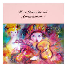 ARLECCHINO AND COLOMBINA /Venetian Mardi Gras Personalized Invitation