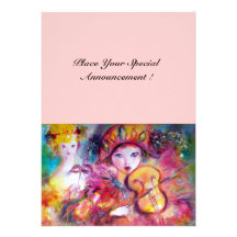 ARLECCHINO AND COLOMBINA /Venetian Mardi Gras Personalized Announcements