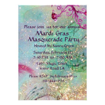 ARLECCHINO PIERO AND COLOMBINA MASQUERADE PARTY PERSONALIZED INVITE
