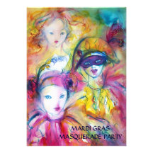 ARLECCHINO PIERO AND COLOMBINA MASQUERADE PARTY CUSTOM INVITATIONS