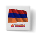 Armenia Waving Flag with Name Pinback Buttons