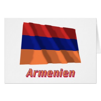 Armenien Fliegende Flagge mit deutschem Namen Greeting Cards by Vexillophile