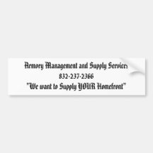 Armoury Management and Supply Services832-237-23.. Bumper Stickers